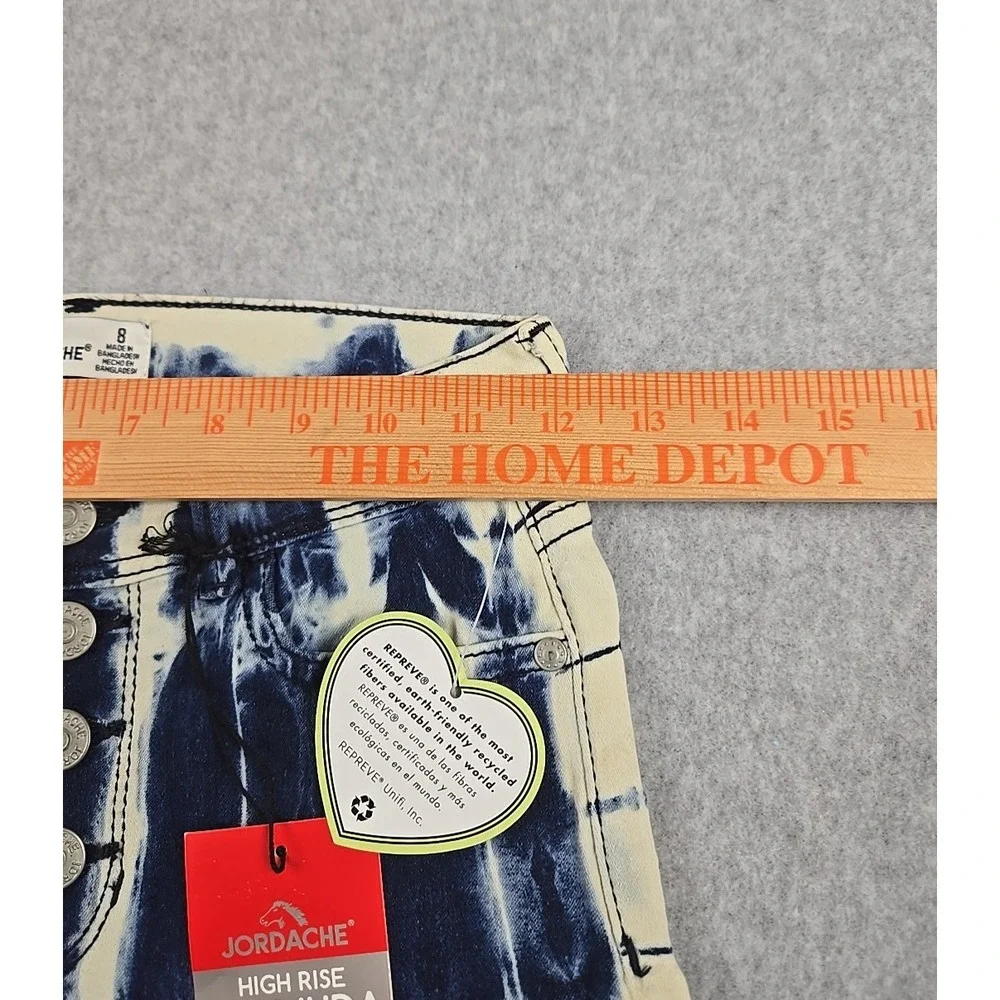 Jordache Jean Shorts Girls Size 8 Mid Rise Denim Tie Wash Bermuda Jeans NWT